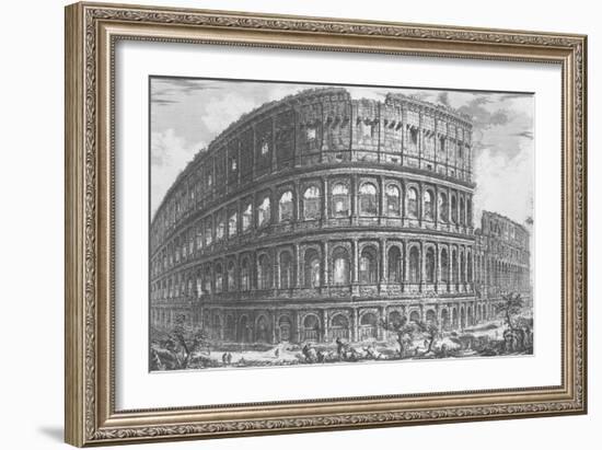 View of the Flavian Amphitheatre, known as the Colosseum from 'Vedute', First Published in 1756-Giovanni Battista Piranesi-Framed Giclee Print