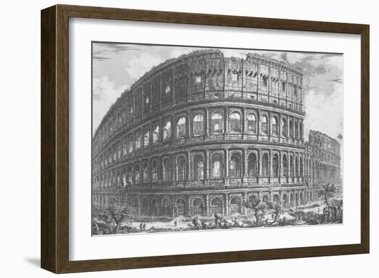 View of the Flavian Amphitheatre, known as the Colosseum from 'Vedute', First Published in 1756-Giovanni Battista Piranesi-Framed Giclee Print