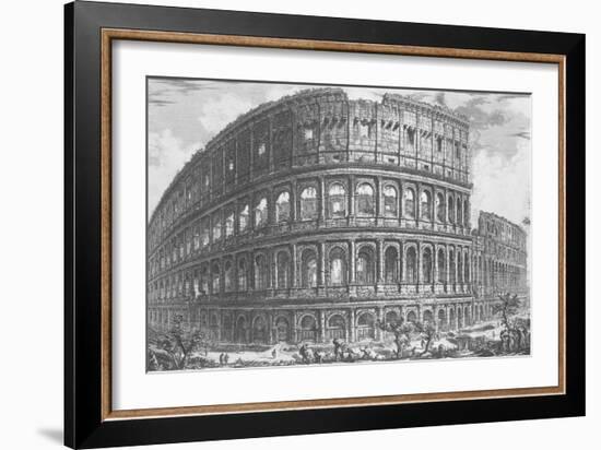 View of the Flavian Amphitheatre, known as the Colosseum from 'Vedute', First Published in 1756-Giovanni Battista Piranesi-Framed Giclee Print