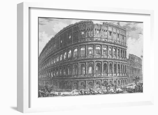 View of the Flavian Amphitheatre, known as the Colosseum from 'Vedute', First Published in 1756-Giovanni Battista Piranesi-Framed Giclee Print
