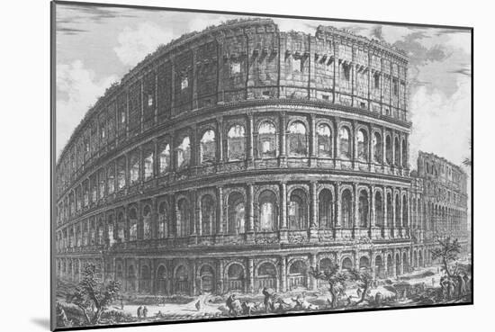 View of the Flavian Amphitheatre, known as the Colosseum from 'Vedute', First Published in 1756-Giovanni Battista Piranesi-Mounted Giclee Print