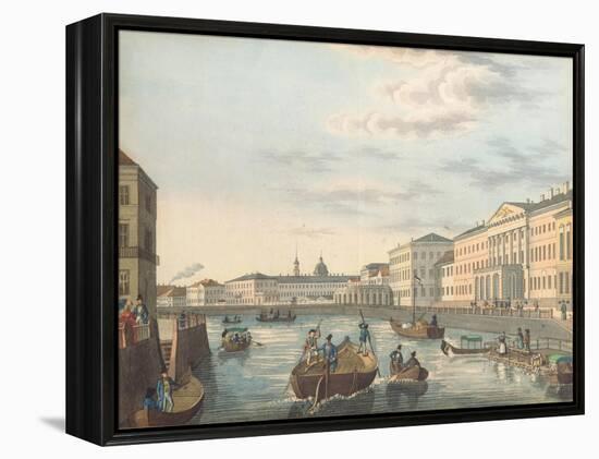 View of the Fontanka River in Saint Petersburg, 1820s-null-Framed Premier Image Canvas