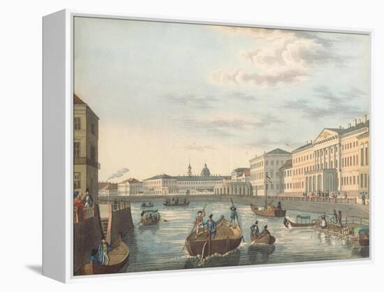 View of the Fontanka River in Saint Petersburg, 1820s-null-Framed Premier Image Canvas