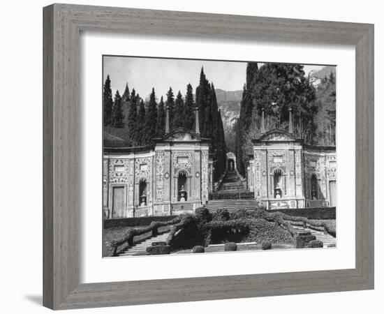 View of the Formal Garden of Villa D'Este-Carl Mydans-Framed Photographic Print