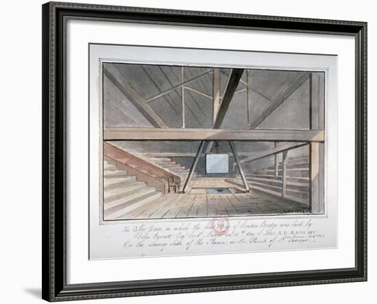 View of the Foundation of London Bridge, 1825-G Yates-Framed Giclee Print