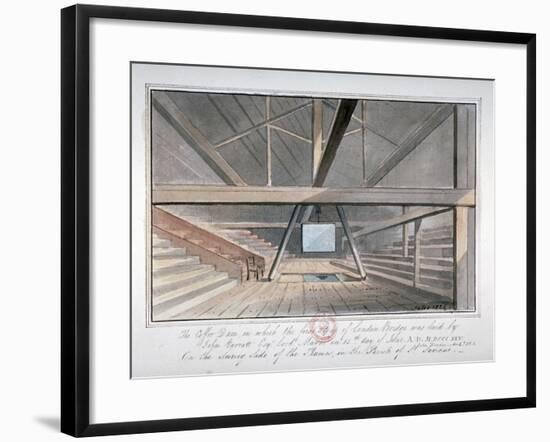 View of the Foundation of London Bridge, 1825-G Yates-Framed Giclee Print