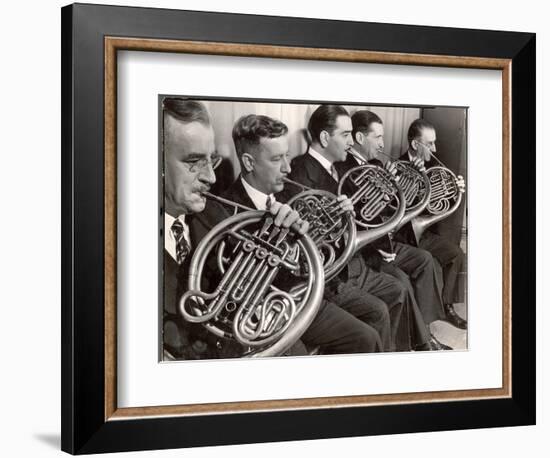 View of the French Horn Section of the New York Philharmonic-Margaret Bourke-White-Framed Photographic Print