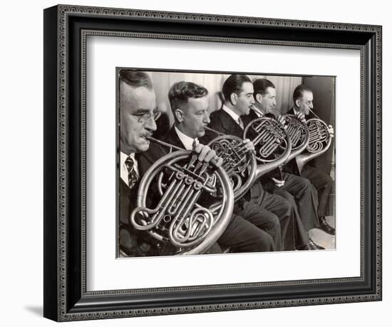 View of the French Horn Section of the New York Philharmonic-Margaret Bourke-White-Framed Photographic Print