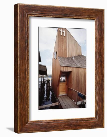 View of the Front Door and Facade of a Wooden Floating Home in Portage Bay, Seattle, Wa, 1971-Michael Rougier-Framed Photographic Print