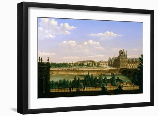View of the Gardens and Palace of the Tuileries from the Quai D'Orsay, 1813-Etienne Bouhot-Framed Giclee Print
