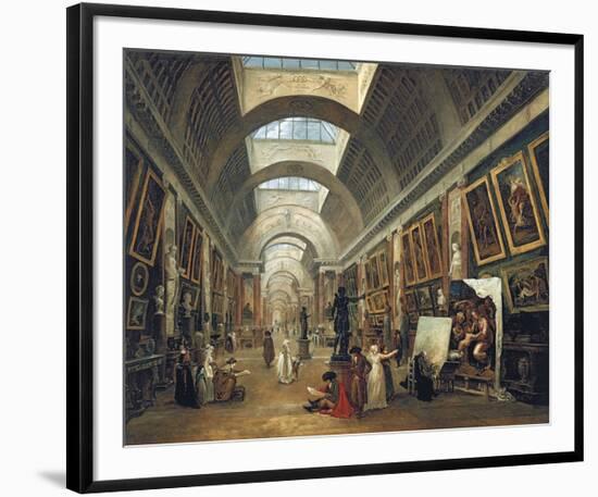 View of the Grand Gallery of the Louvre, 1796-Hubert Robert-Framed Premium Giclee Print