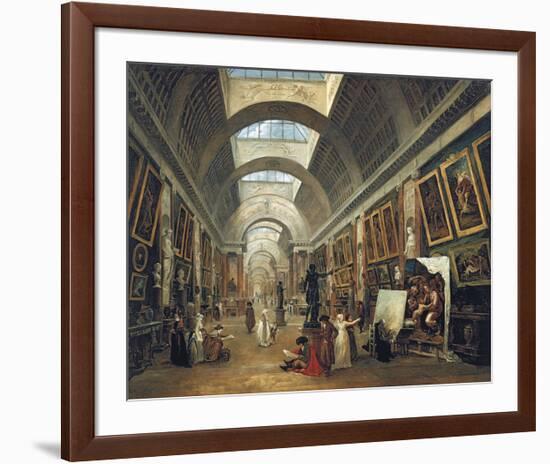 View of the Grand Gallery of the Louvre, 1796-Hubert Robert-Framed Premium Giclee Print
