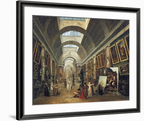 View of the Grand Gallery of the Louvre, 1796-Hubert Robert-Framed Premium Giclee Print