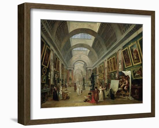 View of the Grand Gallery of the Louvre, 1796-Hubert Robert-Framed Giclee Print