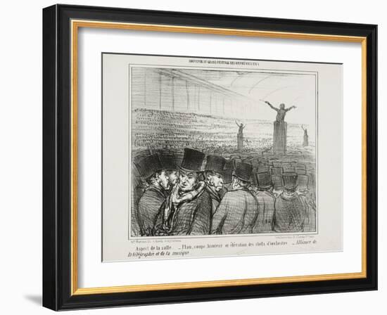 View of the Grand Hall, Plate 1 from Souvenir Du Grand Festival Des Orphéonistes, 1859-Honore Daumier-Framed Giclee Print