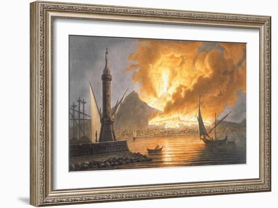 View of the Great Eruption of Vesuvius from the Mole of Naples in the Night of 20 October 1767-Pietro Fabris-Framed Giclee Print