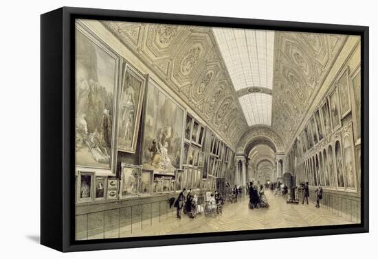 View of the Great Gallery at the Louvre, C.1850-70-Louis Jules Arnout-Framed Premier Image Canvas