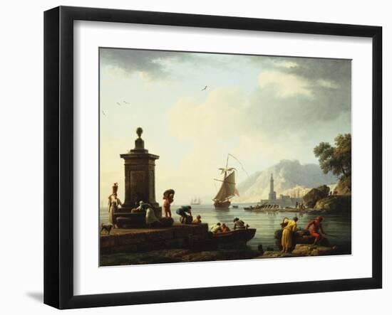 View of the Harbor at Genoa, 1773-Claude Joseph Vernet-Framed Giclee Print