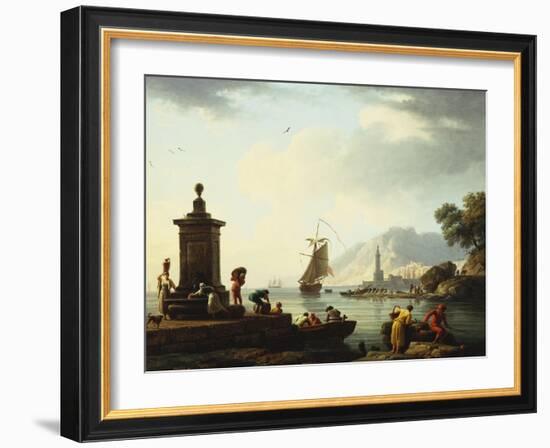 View of the Harbor at Genoa, 1773-Claude Joseph Vernet-Framed Giclee Print