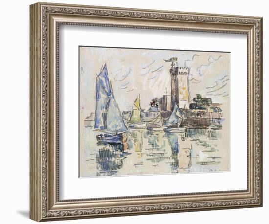 View of the Harbour at Les Sables-D'Olonne (Black Chalk with Watercolour on Tissue Paper-Paul Signac-Framed Giclee Print