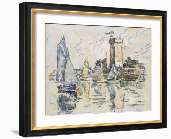 View of the Harbour at Les Sables-D'Olonne (Black Chalk with Watercolour on Tissue Paper-Paul Signac-Framed Giclee Print