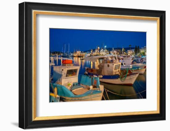 View of the harbour in Kos Town at dusk, Kos, Dodecanese, Greek Islands, Greece, Europe-Frank Fell-Framed Photographic Print