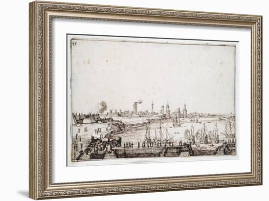 View of the Harbour of La Rochelle with Galleons Firing a Salute-Jacques Callot-Framed Giclee Print