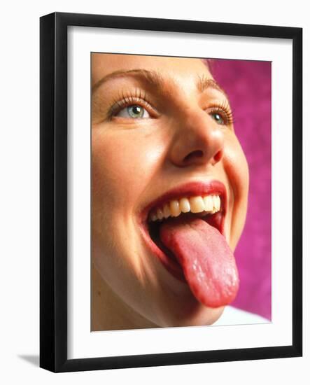 View of the Healthy Tongue of a Woman-Tek Image-Framed Photographic Print