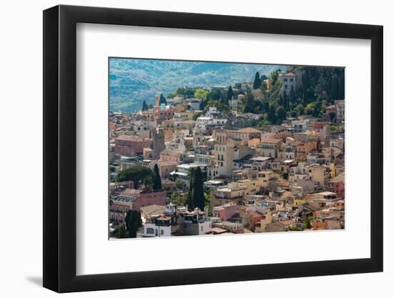 View of the Hill Town of Taormina, Sicily, Italy, Mediterranean, Europe-Martin Child-Framed Photographic Print