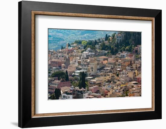 View of the Hill Town of Taormina, Sicily, Italy, Mediterranean, Europe-Martin Child-Framed Photographic Print