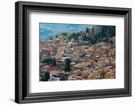 View of the Hill Town of Taormina, Sicily, Italy, Mediterranean, Europe-Martin Child-Framed Photographic Print