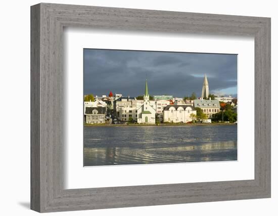 View of the Historic Centre and Lake Tjornin, Reykjavik, Iceland, Polar Regions-Miles Ertman-Framed Photographic Print