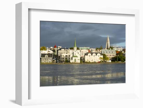 View of the Historic Centre and Lake Tjornin, Reykjavik, Iceland, Polar Regions-Miles Ertman-Framed Photographic Print