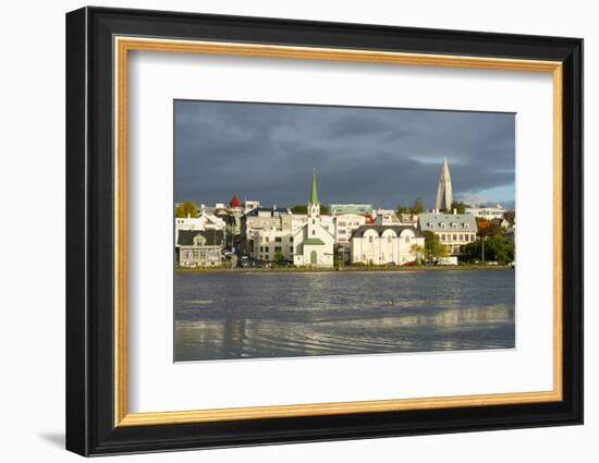 View of the Historic Centre and Lake Tjornin, Reykjavik, Iceland, Polar Regions-Miles Ertman-Framed Photographic Print