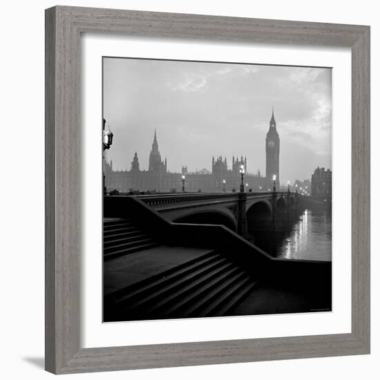 View of the Houses of Parliament as Seen Across Westminster Bridge at Dawn-Nat Farbman-Framed Photographic Print