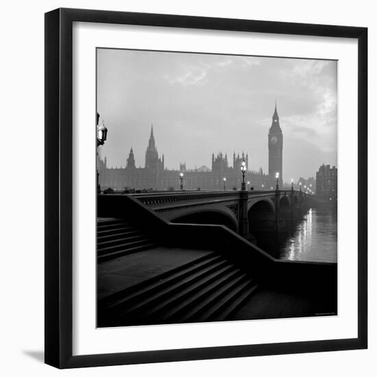 View of the Houses of Parliament as Seen Across Westminster Bridge at Dawn-Nat Farbman-Framed Photographic Print