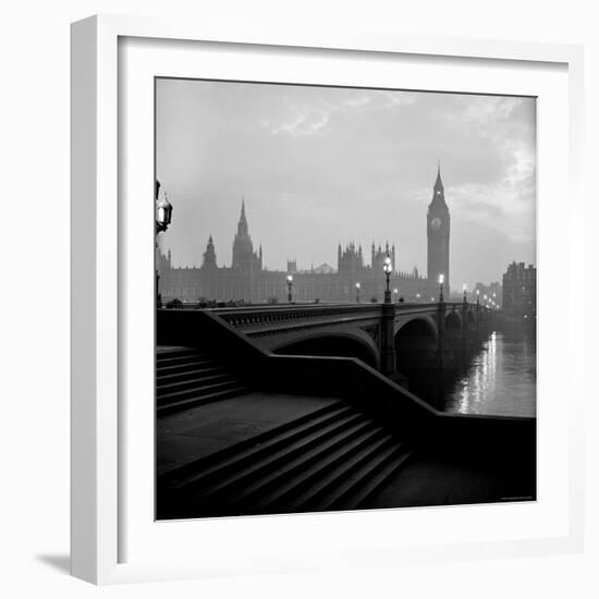 View of the Houses of Parliament as Seen Across Westminster Bridge at Dawn-Nat Farbman-Framed Photographic Print