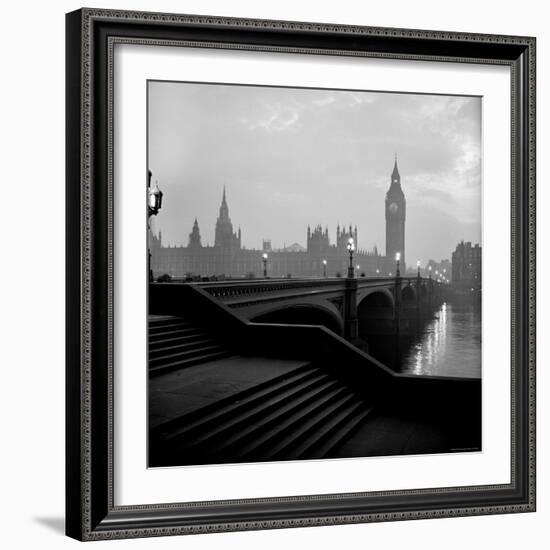 View of the Houses of Parliament as Seen Across Westminster Bridge at Dawn-Nat Farbman-Framed Photographic Print