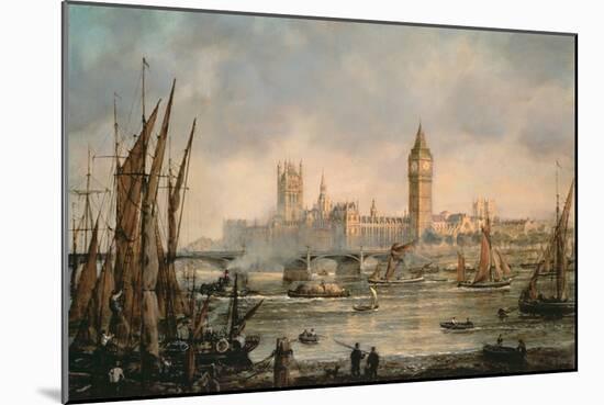 View of the Houses of Parliament from the River Thames-Richard Willis-Mounted Giclee Print