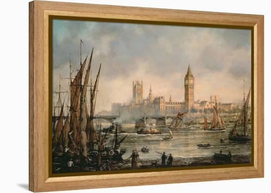 View of the Houses of Parliament from the River Thames-Richard Willis-Framed Premier Image Canvas