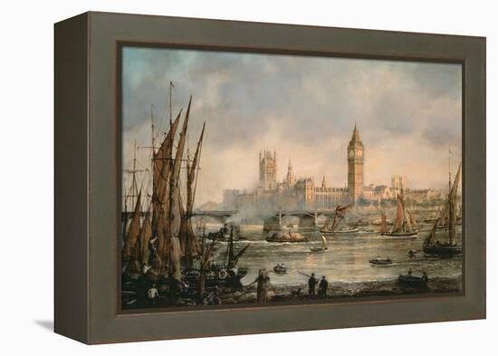 View of the Houses of Parliament from the River Thames-Richard Willis-Framed Premier Image Canvas