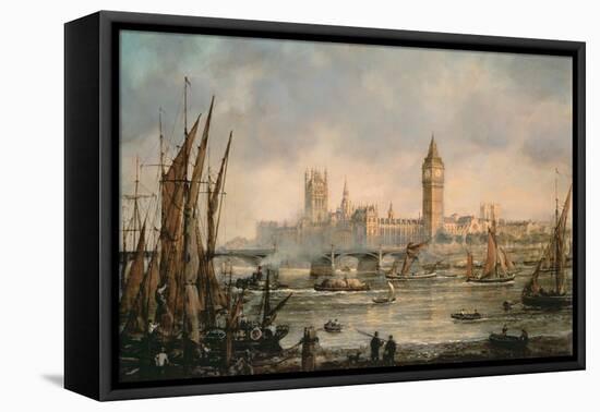 View of the Houses of Parliament from the River Thames-Richard Willis-Framed Premier Image Canvas