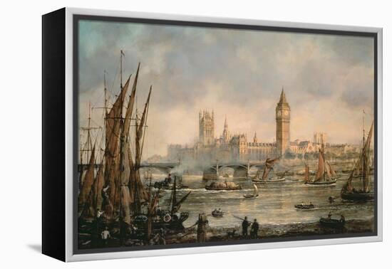 View of the Houses of Parliament from the River Thames-Richard Willis-Framed Premier Image Canvas