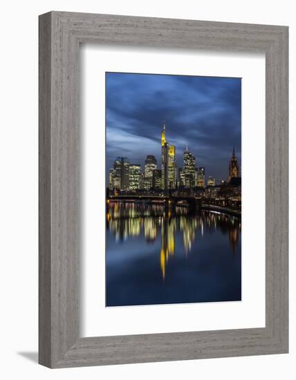 View of the Ignatz-Bubis-Bridge in Frankfurt on the Skyline of the Banking District-Armin Mathis-Framed Photographic Print
