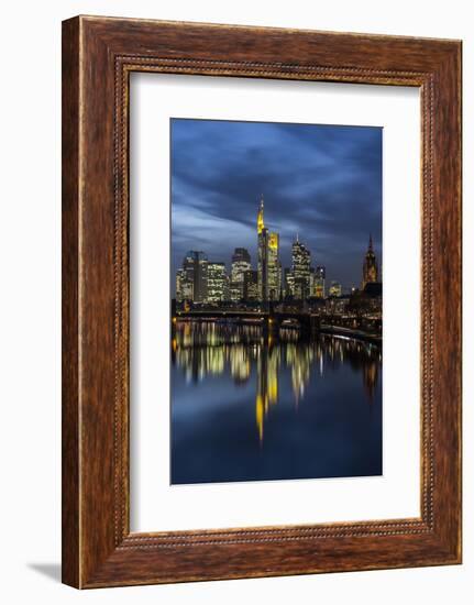 View of the Ignatz-Bubis-Bridge in Frankfurt on the Skyline of the Banking District-Armin Mathis-Framed Photographic Print