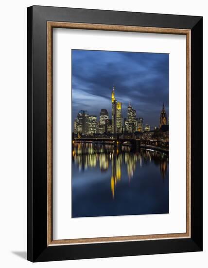 View of the Ignatz-Bubis-Bridge in Frankfurt on the Skyline of the Banking District-Armin Mathis-Framed Photographic Print