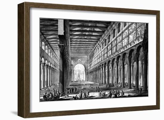View of the Interior of Basilica of San Paolo Fuori Le Mura, from the 'Views of Rome' Series,…-Giovanni Battista Piranesi-Framed Giclee Print