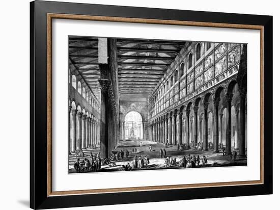 View of the Interior of Basilica of San Paolo Fuori Le Mura, from the 'Views of Rome' Series,…-Giovanni Battista Piranesi-Framed Giclee Print