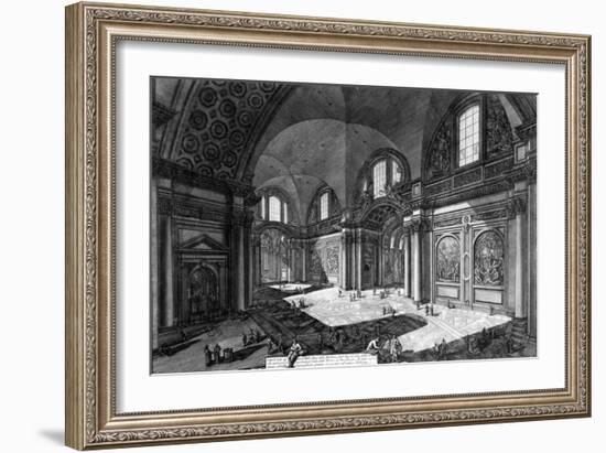 View of the Interior of Santa Maria Degli Angeli E Dei Martiri, from the 'Views of Rome' Series,…-Giovanni Battista Piranesi-Framed Giclee Print