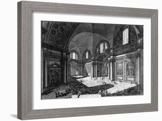 View of the Interior of Santa Maria Degli Angeli E Dei Martiri, from the 'Views of Rome' Series,…-Giovanni Battista Piranesi-Framed Giclee Print